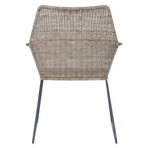 Interiors by Premier Angled Design Natural Rattan Chair, Easy to Clean Outdoor Chair, Arm & Backrest Rattan chair, Rattan Chair