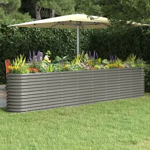 Berkfield Garden Planter Powder-coated Steel 332x40x68 cm Grey