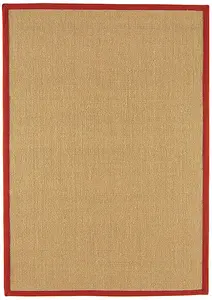 Red Bordered Plain Modern Easy to clean Rug for Dining Room Bed Room and Living Room-160cm X 230cm