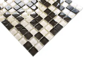 Glass mosaic on mesh for bathroom or kitchen 300mm x 300mm - White walnut