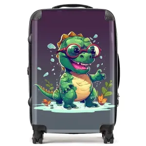 Happy Dino In A Puddle Suitcase - Medium