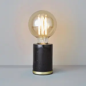 Inlight Cylinder Matt Black Marble effect Table lamp