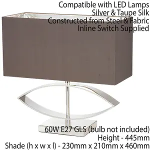 Rectangle Table Lamp Light Silver Taupe Shade Square Metal Base Desk Sideboard