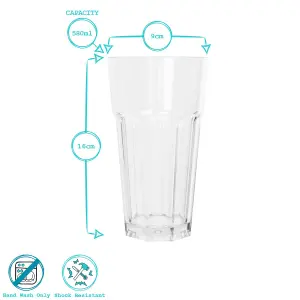 Reusable Plastic Highball Glasses - 580ml - Pack of 6