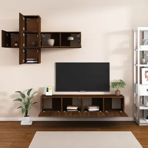 Berkfield 7 Piece TV Cabinet Set Brown Oak Engineered Wood