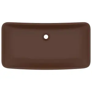 Berkfield Luxury Basin Rectangular Matt Dark Brown 71x38 cm Ceramic