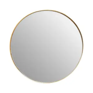 Interiors by Premier Timeless Small Gold Finish Wall Mirror, Easy To Install Circular Wall Mirror, Versatile Mirror for Home