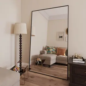 Jobu Home - Takara, Full Length Black Metal Rectangle Mirror - 180cm x 105cm