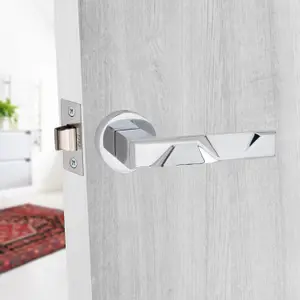 6 Set Nova Design Door HandlesInternal Sets With Latch and BB HInges Round Rose Polished Chrome Finish