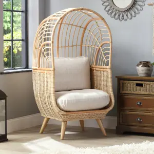 Cocoon Indoor Rattan Egg Chair with Beige Cushion