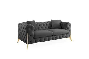 Jaguar 2 Seater Sofa Chesterfield Design Velvet Fabric