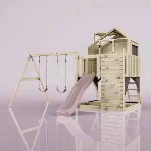 PolarPlay Kids Climbing Tower & Playhouse with Swing and Slide - Swing Haldor Rose