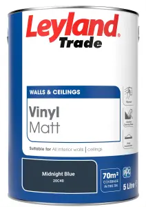 Leyland Trade Vinyl Matt Walls & Ceilings Emulsion Paint Midnight Blue (20C40) 5L