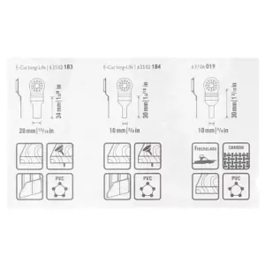 Fein E-Cut Saw Blade 3PC Multi Tool Mini Combo 35222967090 Set Starlock Carbide