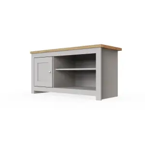 Light Grey TV Unit Stand Media 1 Door and Open Shelf