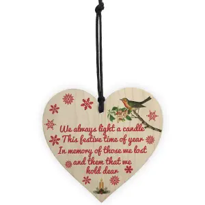 Red Ocean Light Candle Christmas Memorial Bereavement Robin Hanging Plaque Xmas Tree Decoration Sign