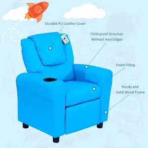 HOMCOM Kids Recliner Armchair Games Chair Children Seat Girls Boys Sofa Blue