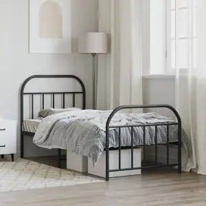 Berkfield Metal Bed Frame with Headboard and Footboard Black 90x190 cm