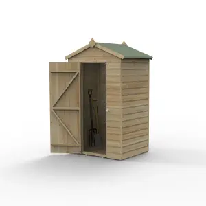 Forest Garden Beckwood Shiplap 4x3 ft Apex Natural timber Wooden Pressure treated Shed with floor - Assembly service included