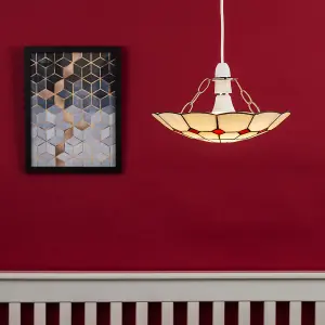 ValueLights Tiffany Style Traditional Red And Cream Pendant Light Shade