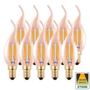 Harper Living 4.5 Watts E14 LED Bulb Amber Flame Tip Warm White Dimmable, Pack of 10