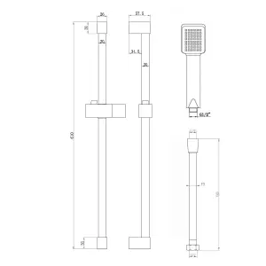 ENKI Black Square Stainless Steel Shower Riser Rail Kit ES012