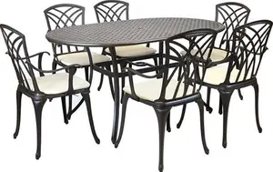 Charles Bentley Metal Cast Aluminium 7 Piece Stamford Garden Furniture Patio Set With Cushions | Robert Dyas