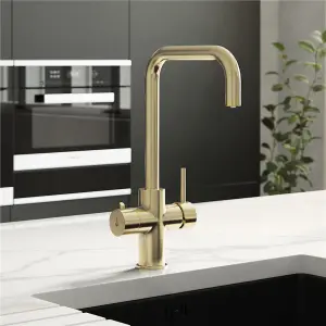 Liquida EBT411BR 4 In 1 Brushed Brass Kitchen Instant Boiling Hot Water Tap