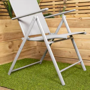 Outdoor Garden Patio Multi Position Reclining Folding Chair in Grey