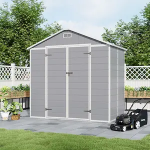 8x4ft Shed Apex Roof Garden PP Tool Shed Outdoor Patio Storage House