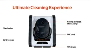 X-Warrior Robotic Pool Cleaner Cordless Floor, Wall and Waterline Swimming Pool Cleaner X30 pools up to 30m2