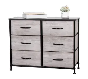 Requena Chest of Drawers, 6 Drawers with Wood Top and Large Storage Space, Easy to Install Room Organizer CD-5826-Grey-Black