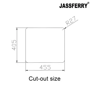 JASSFERRY Undermount Kitchen Sink Single Bowl Stainless Steel Dish Drainer Rack, 490 x 440 mm