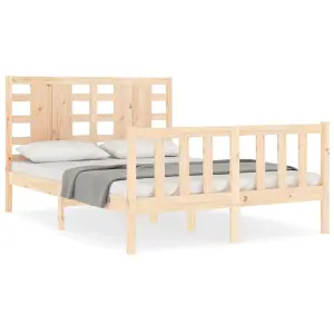 Berkfield Bed Frame with Headboard Small Double Solid Wood