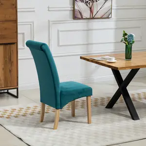 Rimini Velvet Fabric Dining Chairs - Set of 2 - Teal