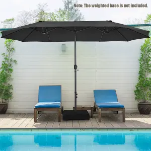 Costway  460 x 265cm Outdoor Double-Sided Parasol Patio Umbrella Market Twin Umbrella