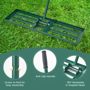 Costway 106 cm Lawn Leveling Rake Heavy Duty Level Lawn Tool w/ Ergonomic Handle for Soil