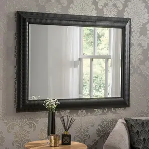 Abbeyville Framed Wall Mounted Accent Mirror Black / 118cm H x 92.5cm W