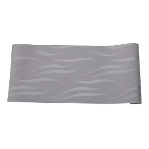 Silver Grey 3D Wave Curved Strip Prepasted Wallpaper Roll 950cm (L)