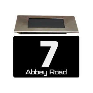 Personalised Aluminium House Plaque with Solar Light Customised with Your House Number and Street Name 280 x 160mm Black