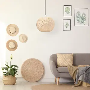 Eco Friendly Modern Spherical Cage Design Bamboo Strapping Pendant Lamp Shade