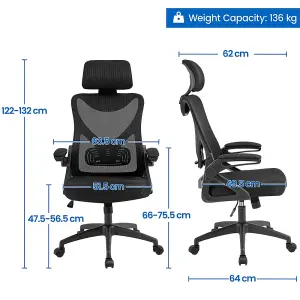 Yaheetech High Back Mesh Office Chair with Headrest and Armrest - Black