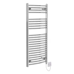 Right Radiators Electric Heated Towel Rail Radiator Curved Pre-filled Designer Ladder Warmer Chrome 1100x500 mm