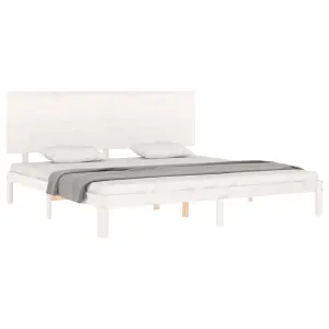 Berkfield Bed Frame with Headboard White 200x200 cm Solid Wood