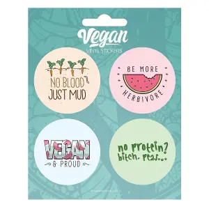 Grindstore Vegan Vinyl Stickers (Pack of 4) Green/Pink/Grey (One Size)