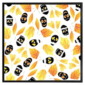 Autumn leaves & halloween skulls (Picutre Frame) / 16x16" / White