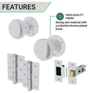 EAI - Lined Mortice Door Knobs and Latch Kit - 55mm - Polished Chrome