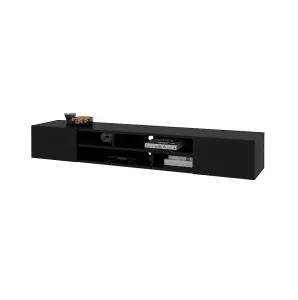 Sleek Coby 40 TV Cabinet 2090mm in Black Matt - Contemporary Media Unit H330mm D450mm