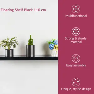 Balwinder Floating Shelf Black / 3.8cm H x 110cm W x 23.5cm D