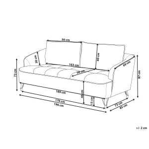 3 Seater Fabric Sofa Brown HOBRO